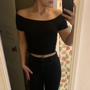 Black off the shoulder Crop Top